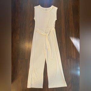 BB Dakota Cream Sleeveless Jumpsuit – Wide-Leg, Casual Chic | Size L